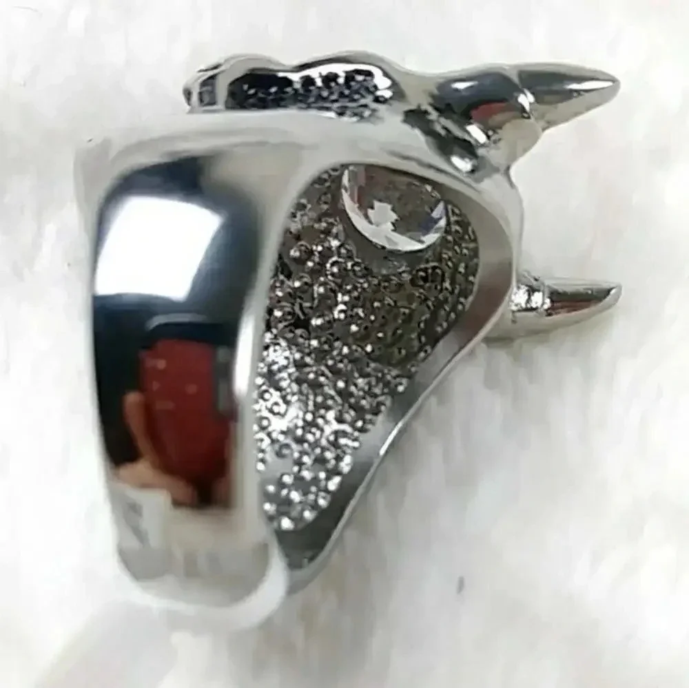 Halloween Devil Skull Biker Ring Gothic Punk Stainless Steel Unisex Ring - Picture 7 of 10